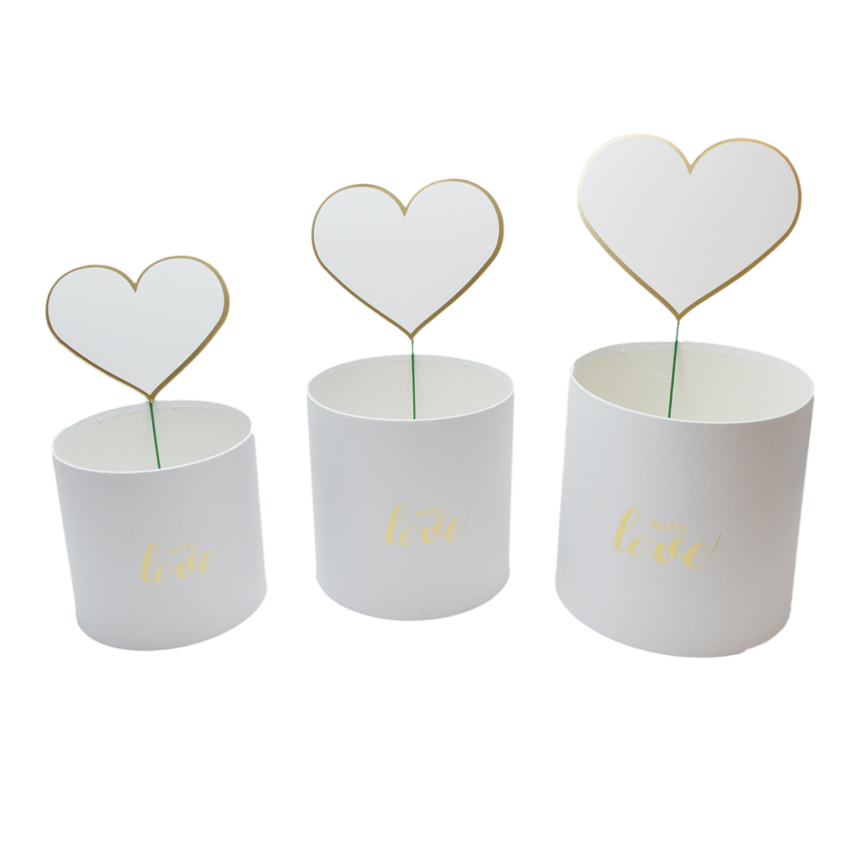 Set 3 cutii WITH LOVE cu ornament inima alb C21-61 AFO