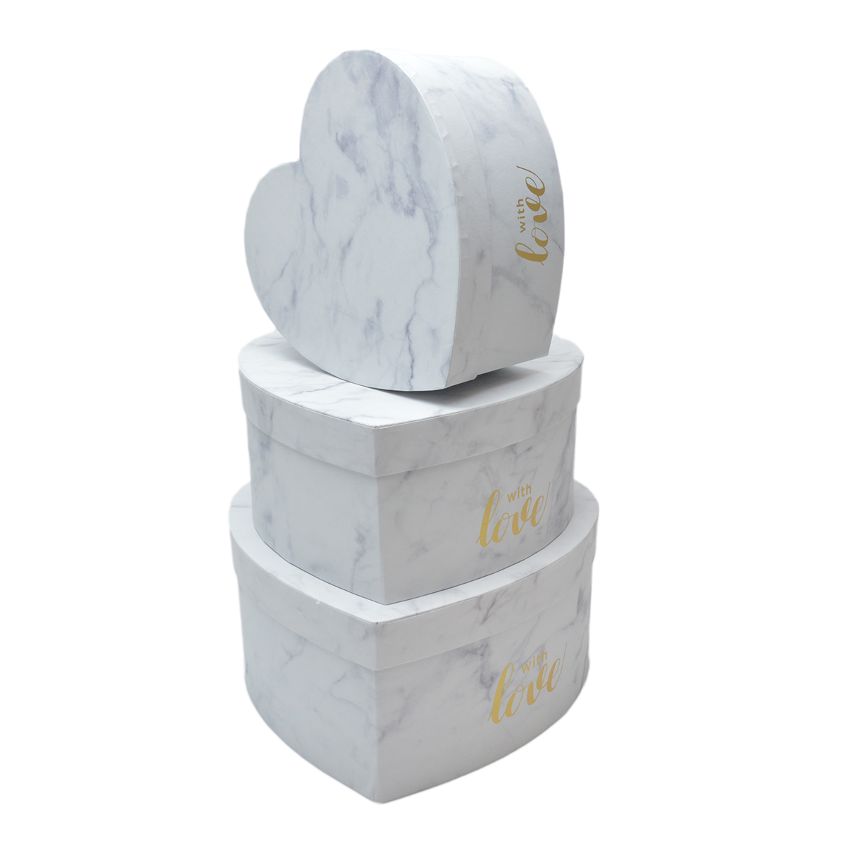 Set 3 cutii inima mare WITH LOVE alb C27-134 34-40
