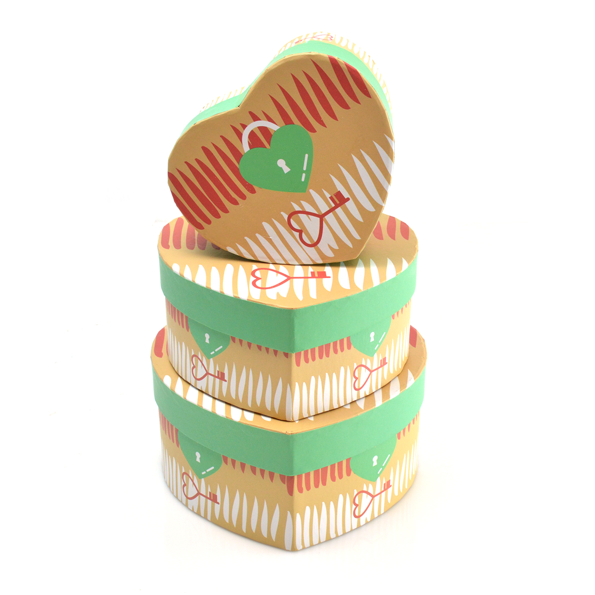 Set 3 cutii inima mici HEART KEY