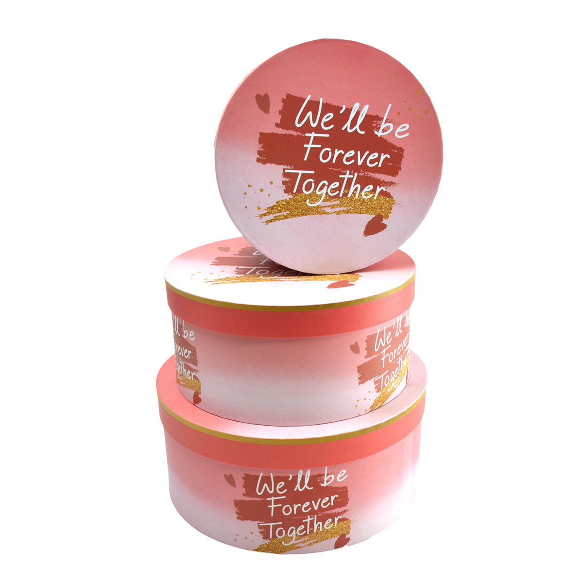 Set 3 cutii rotunde mari We`ll be forever together AFO