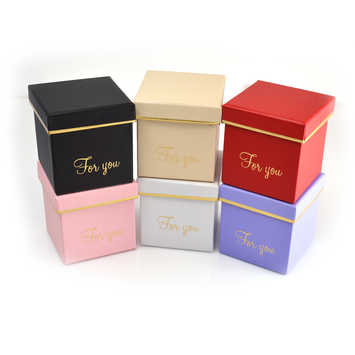 Set 6 cutii patrate 7cm culori mixte AFO