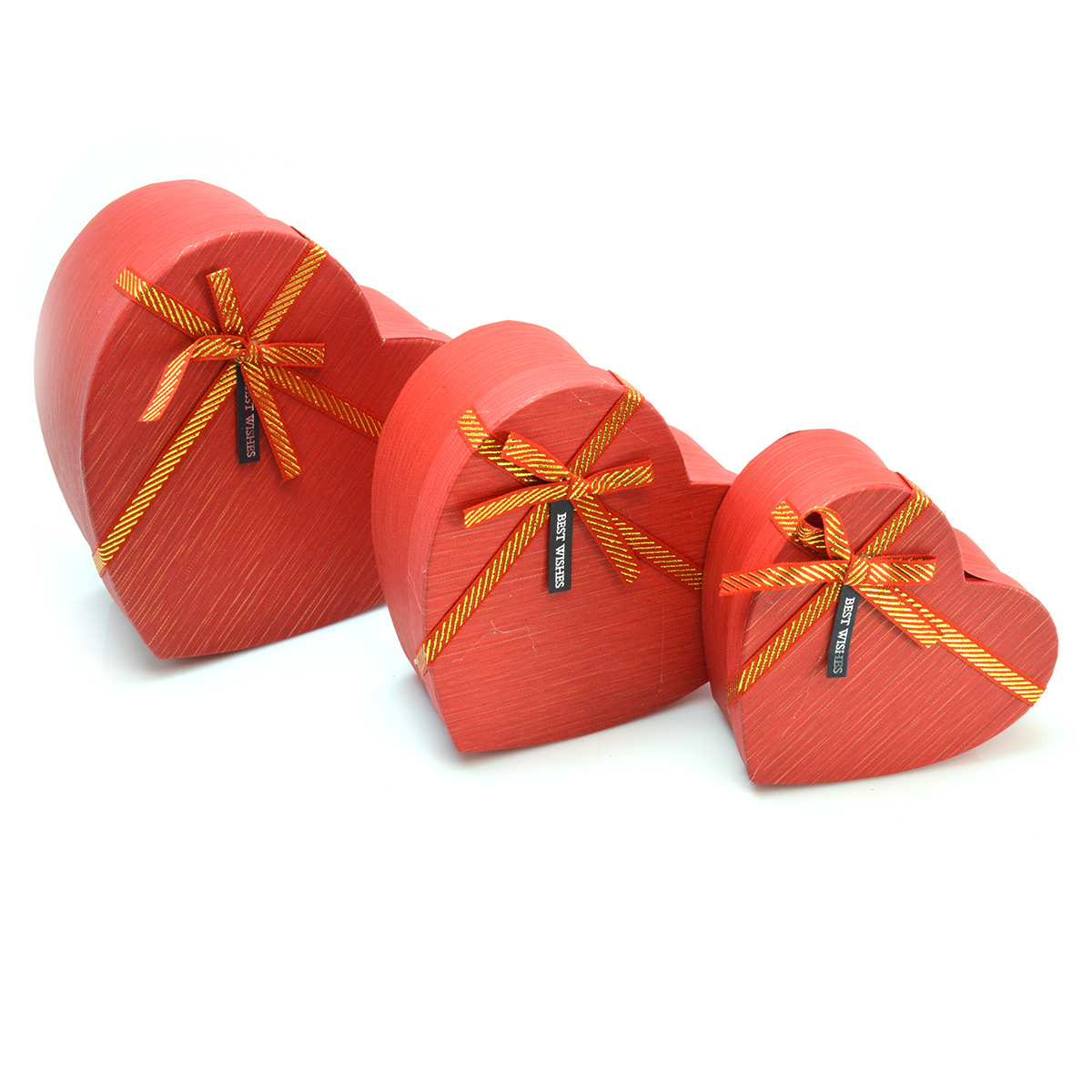 Set 3 cutii inima cu fundita model tapet cu fundita rosu, 28-156 21-129 AFO