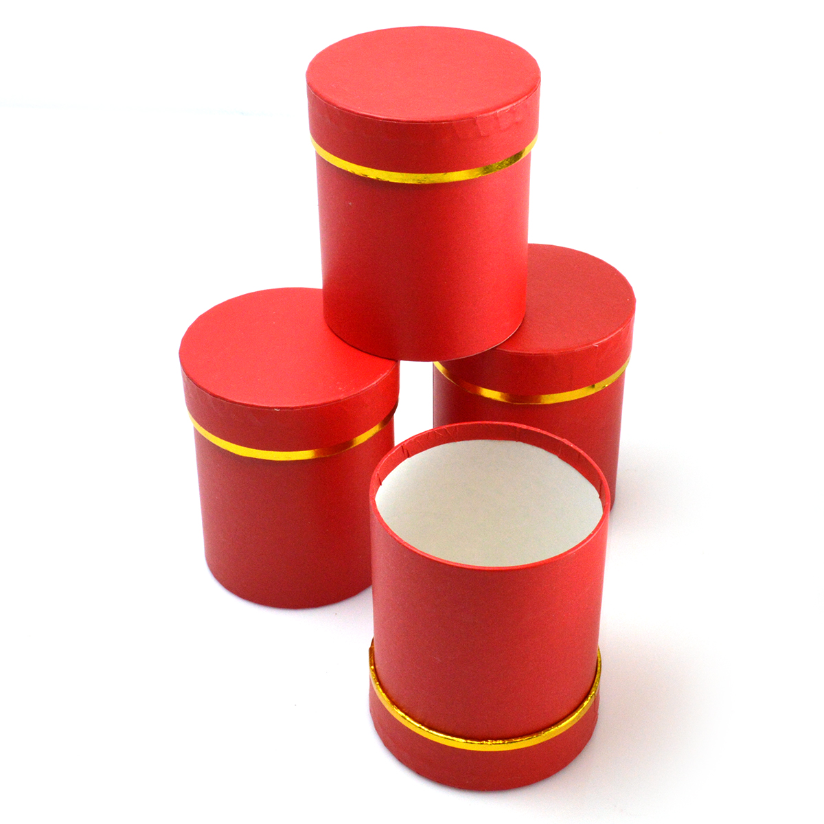 Set 4 cutii mici inalte rosii 8x10cm