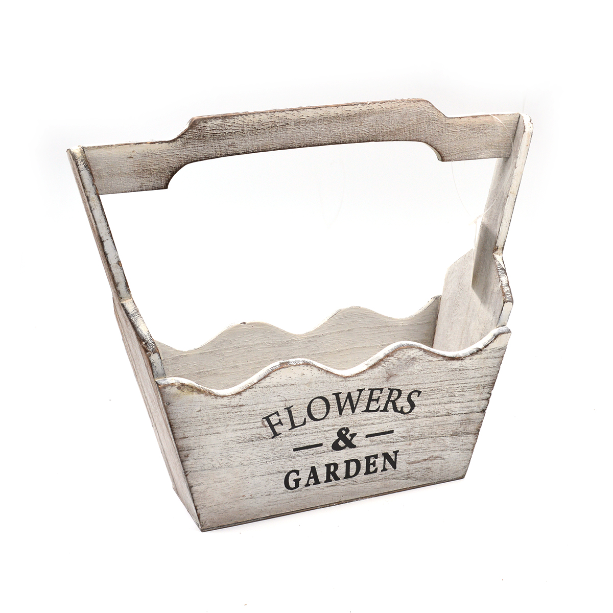Cos tip jardiniera cu maner din lemn FLOWERS GARDEN AFO
