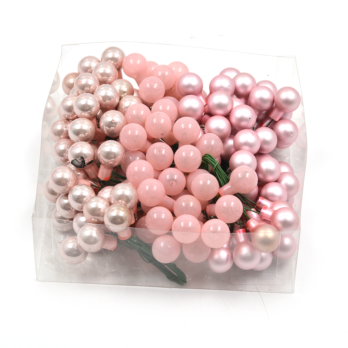 Set 144 globulete pe sarma trei culori pink assort