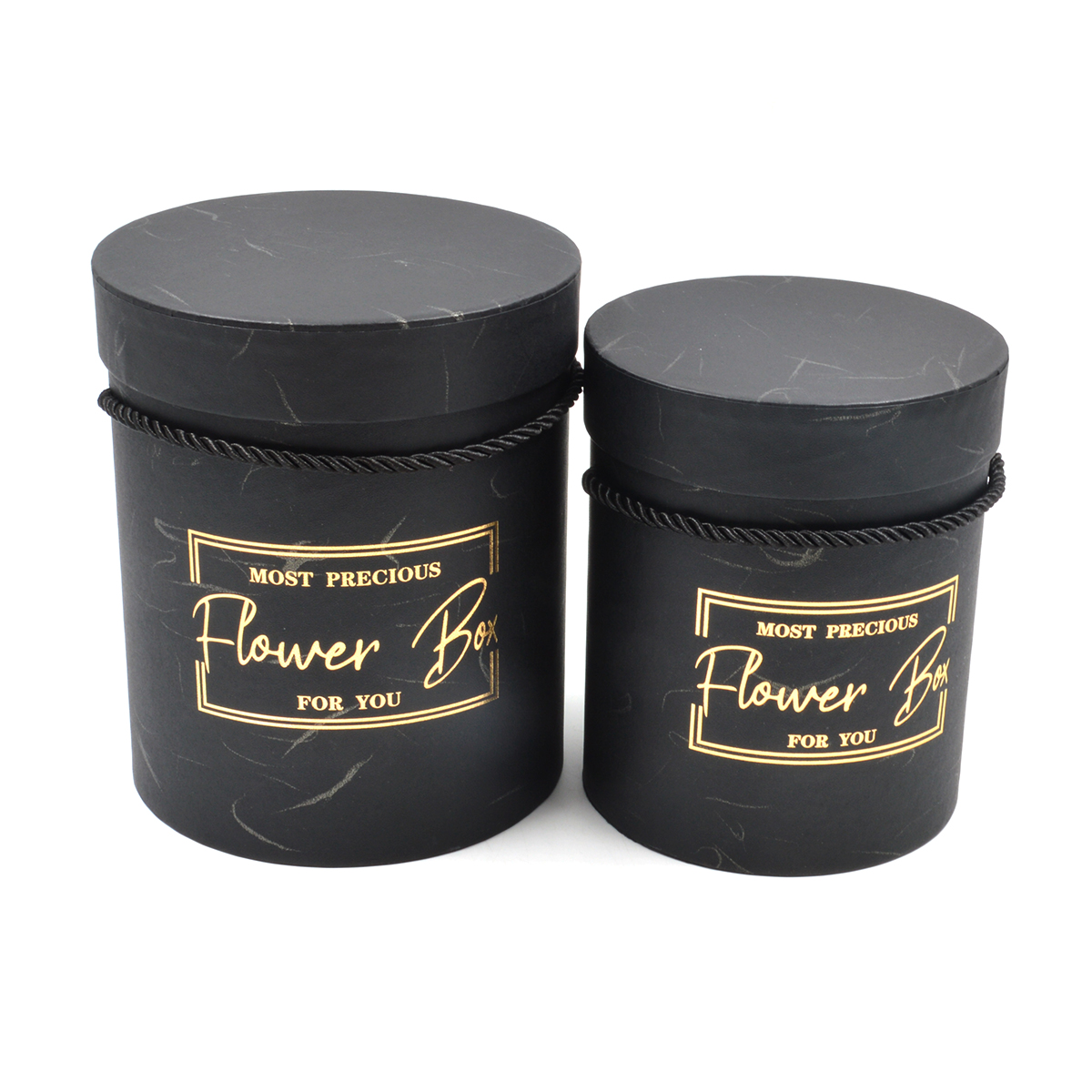 Set 2 cutii cilindrice Flower Box ate negru AFO