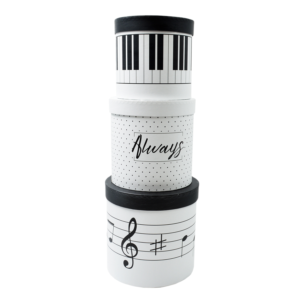 Set 3 cutii note muzicale mixte alb negru