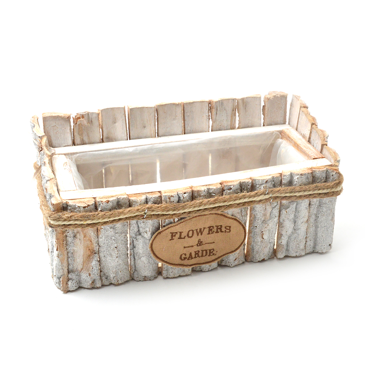 Cos scoarta copac dreptunghi alb flower and garden