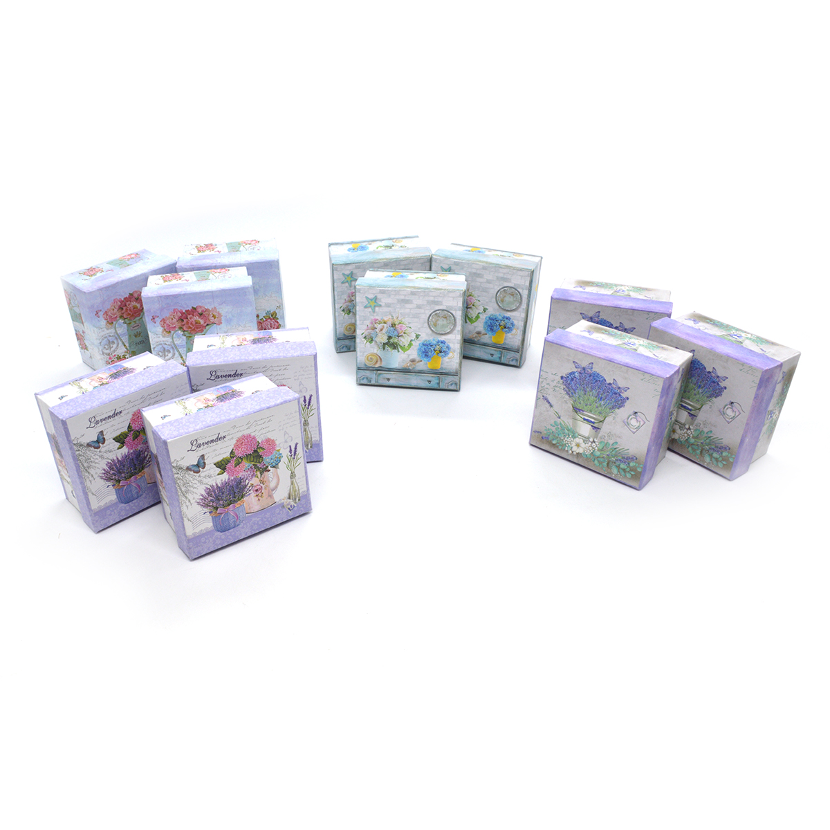 Set 12 cutii mici patrate modele mixte flori