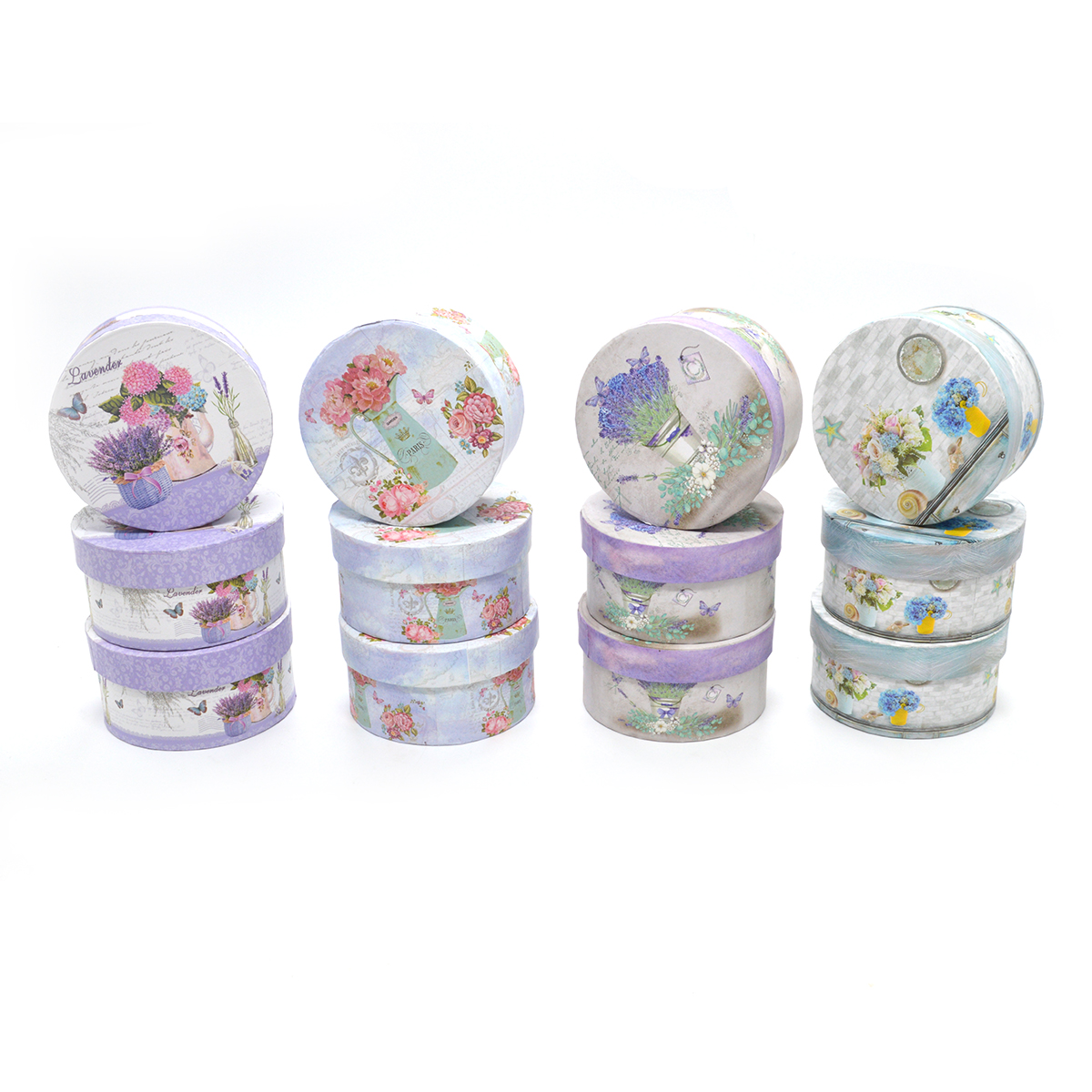 Set 12 cutii rotunde mici modele mixte flori