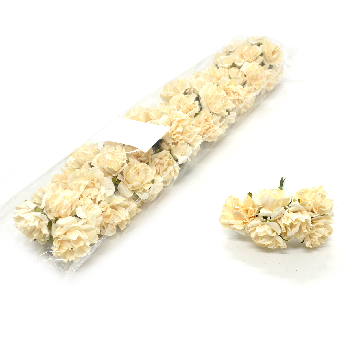Set 72 trandafiri hartie mari 11cm pe sarma crem