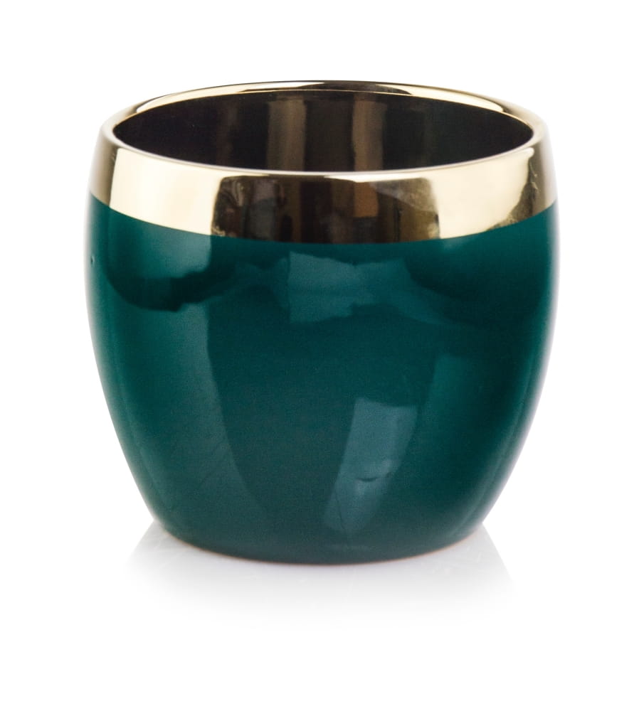 Ghiveci ceramica bol emerald gold 15x12cm