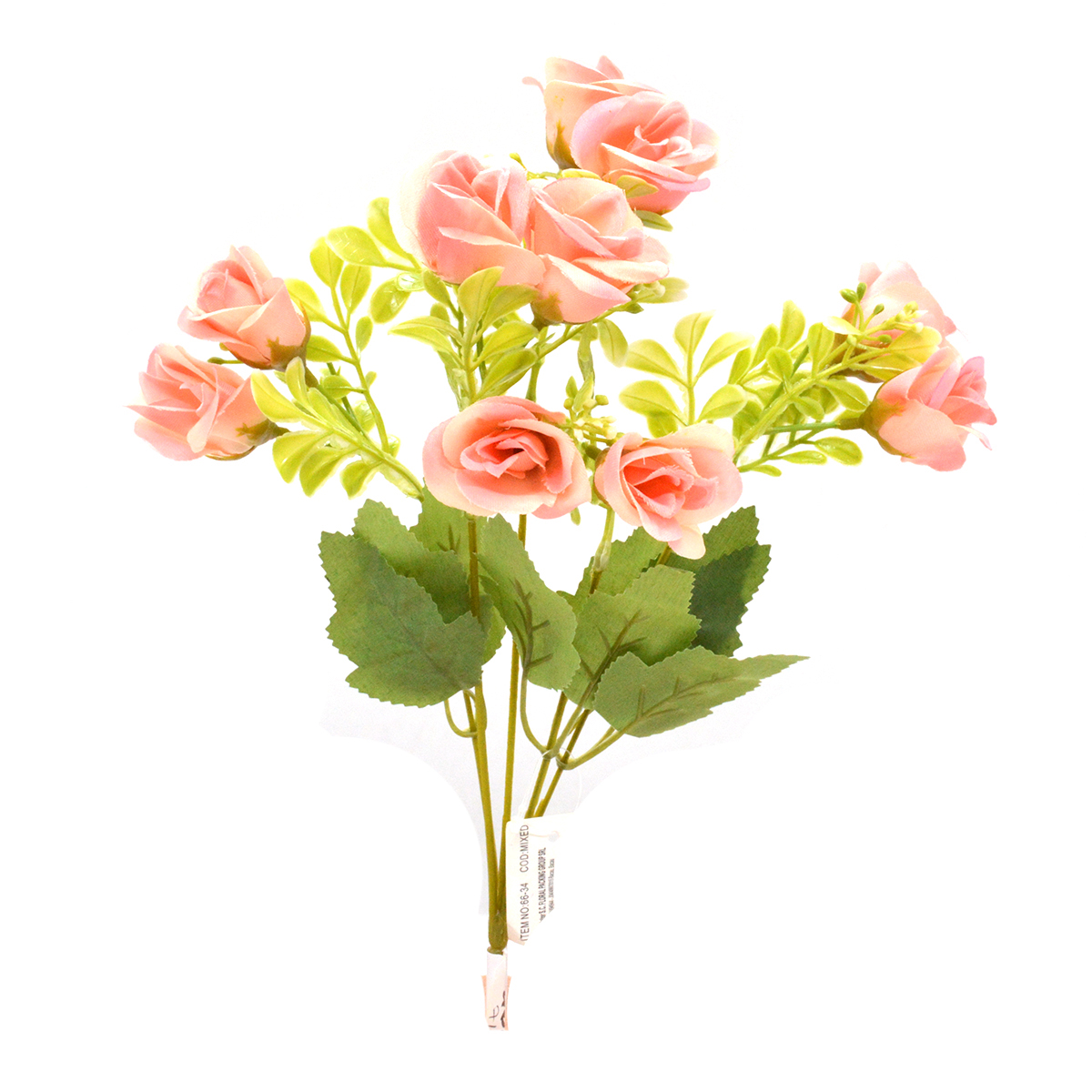 Buchet 10 fire miniroze cu buxus roz inchis
