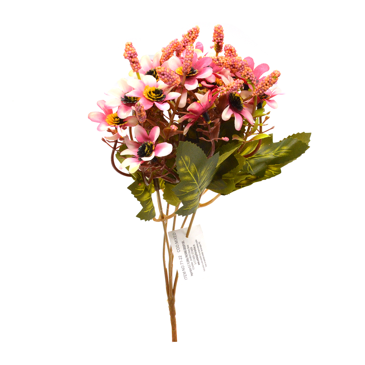 Buchet fir artificial mini crizanteme cu muguri crem siclam