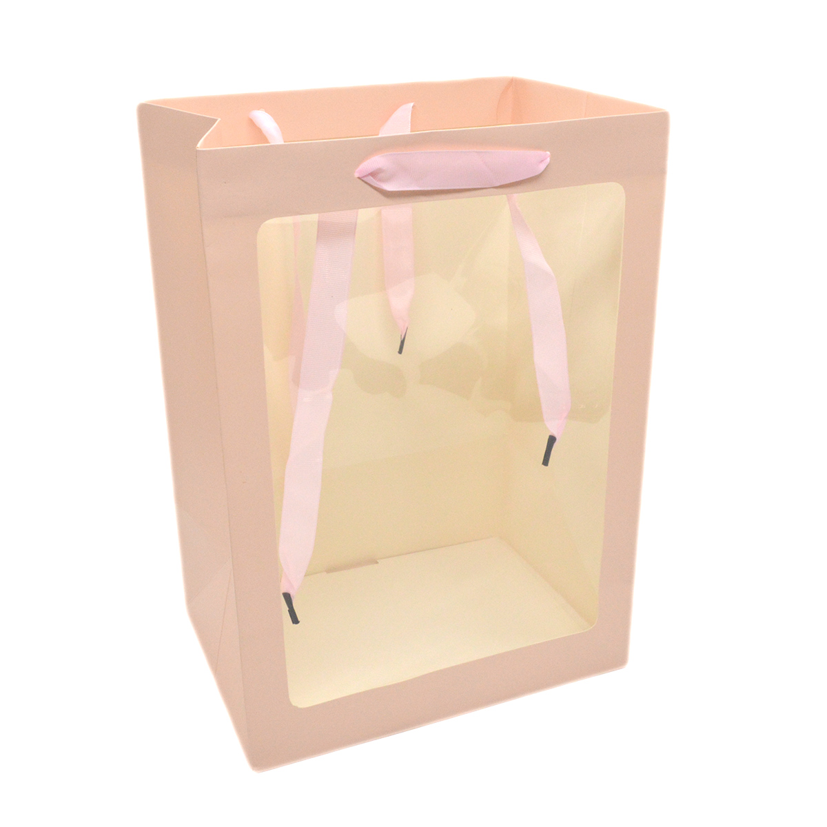 Set 10 sacosa pliabila cu lateral transparent cu manere satin roz