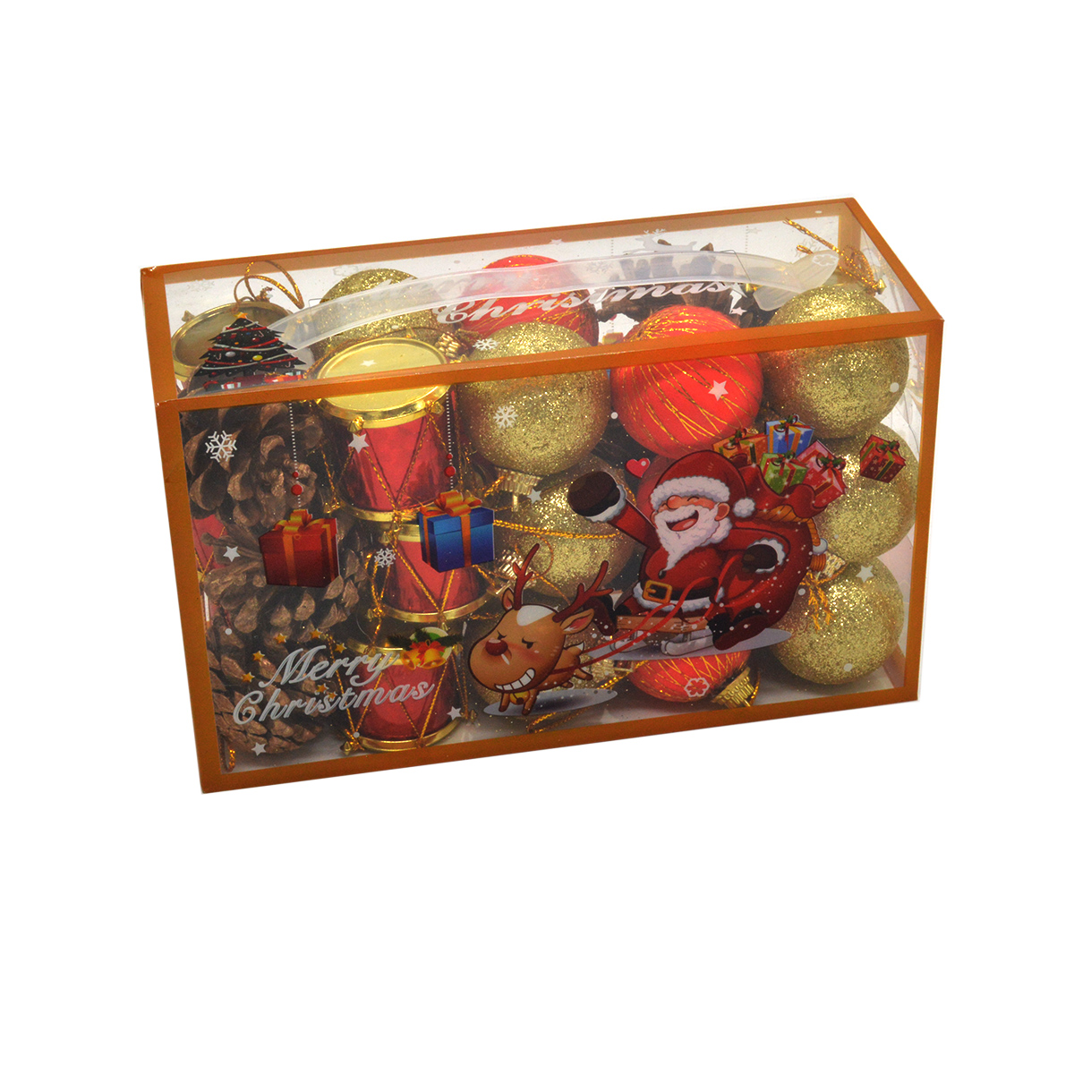 Set mini decoratiuni de craciun mixte rosu auriu si con 70-26