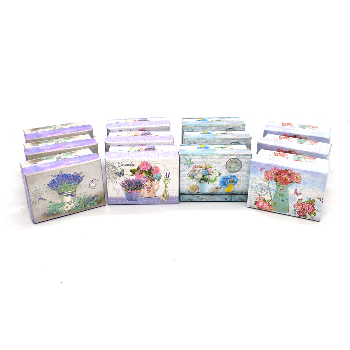 Set 12 cutii dreptunghiulare mici modele mixte Flori
