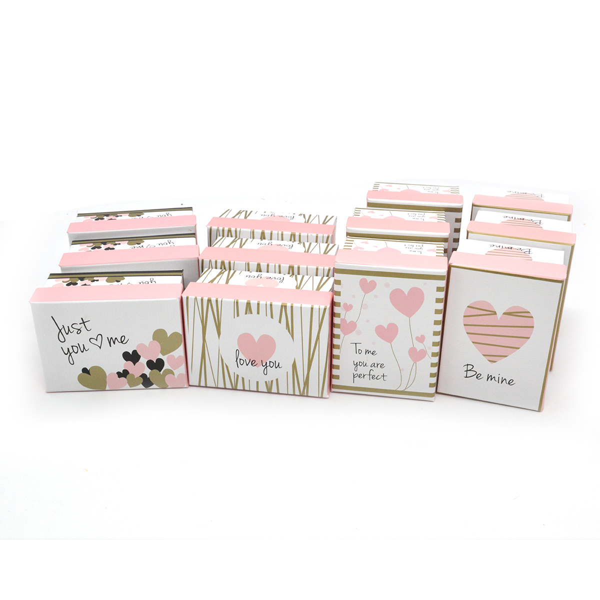 Set 12 cutii dreptunghiulare mici modele mixte Be mine