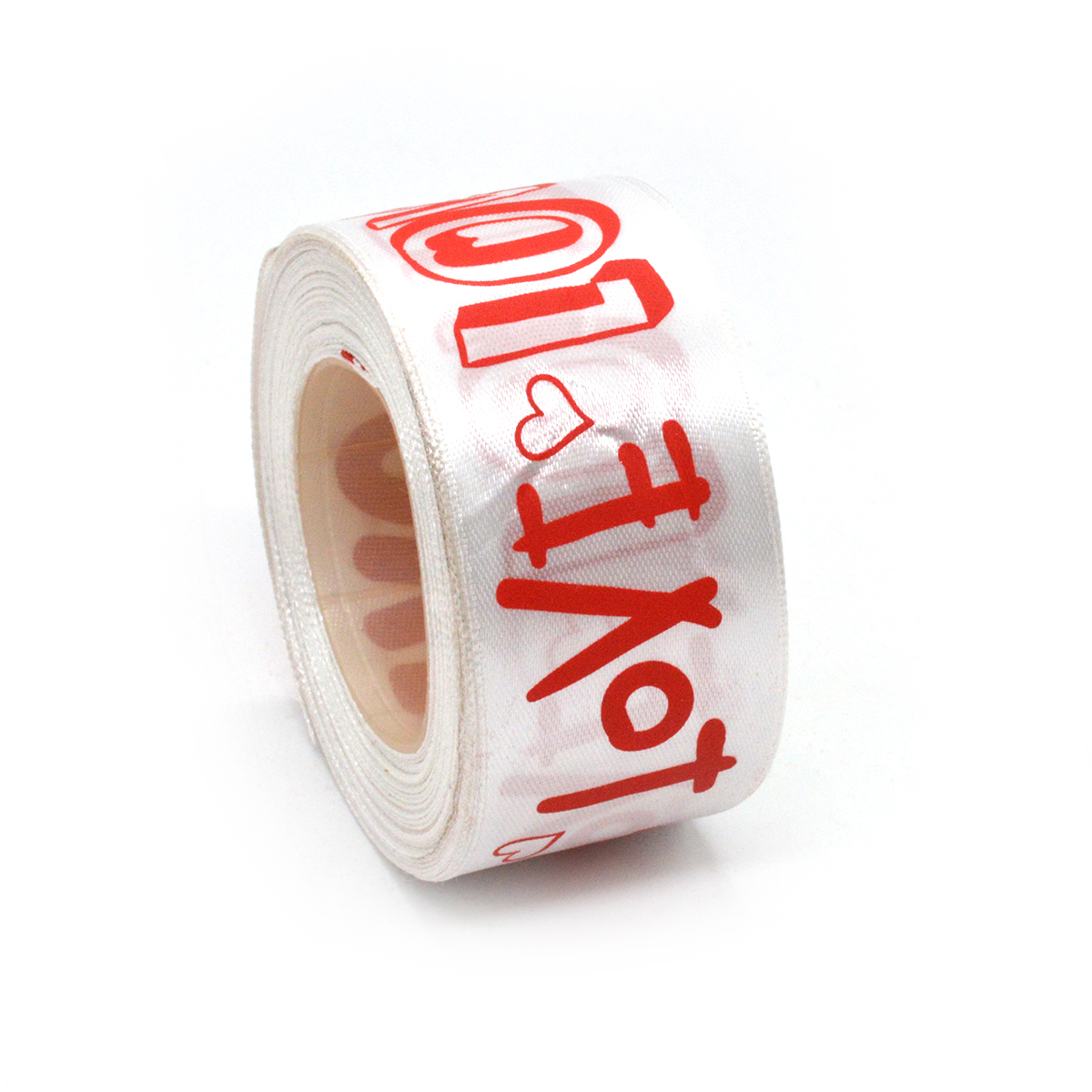 Rola satin alb model LOVE desen 3.8cm x 23m