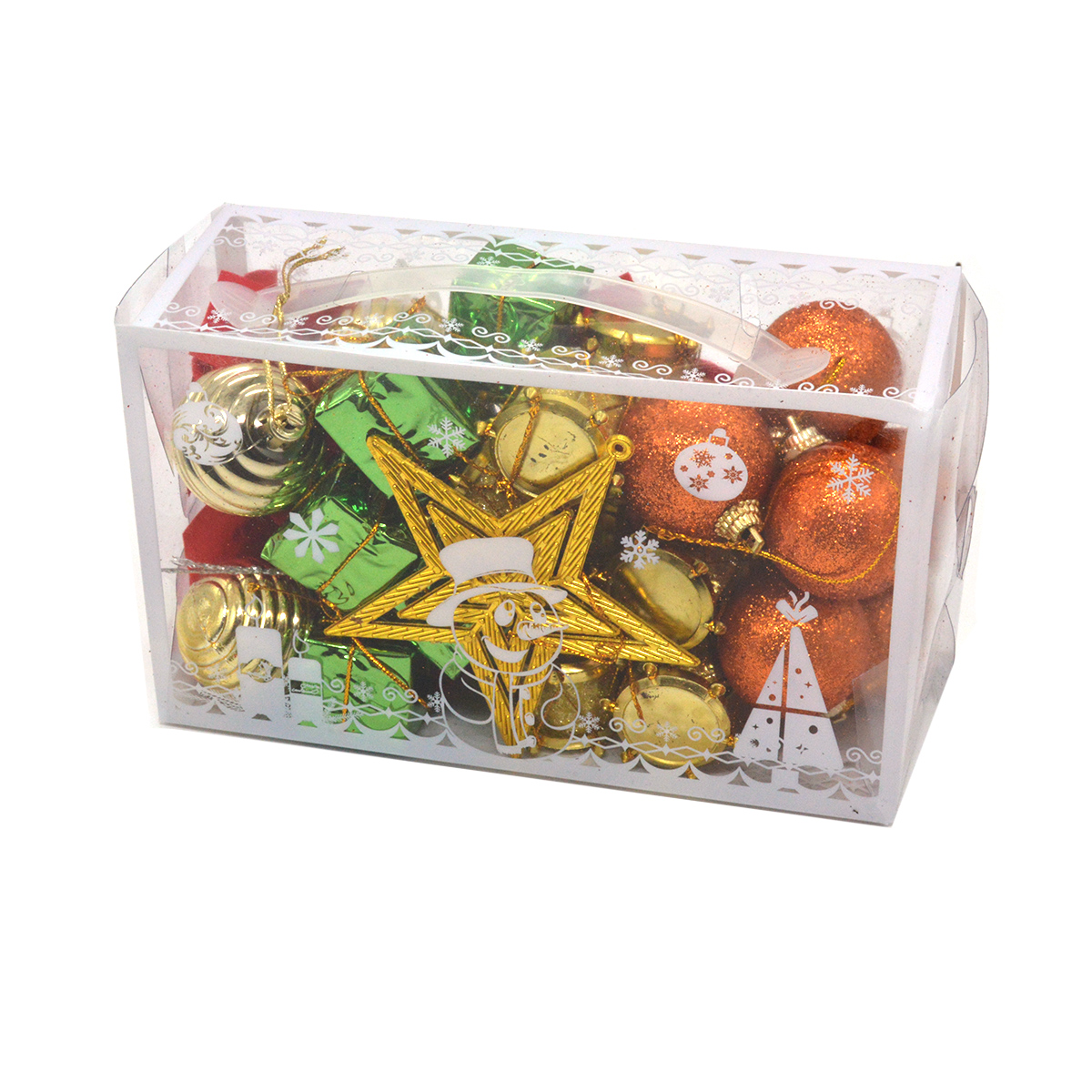 Set mini decoratiuni de craciun mixte auriu verde stea 70-13