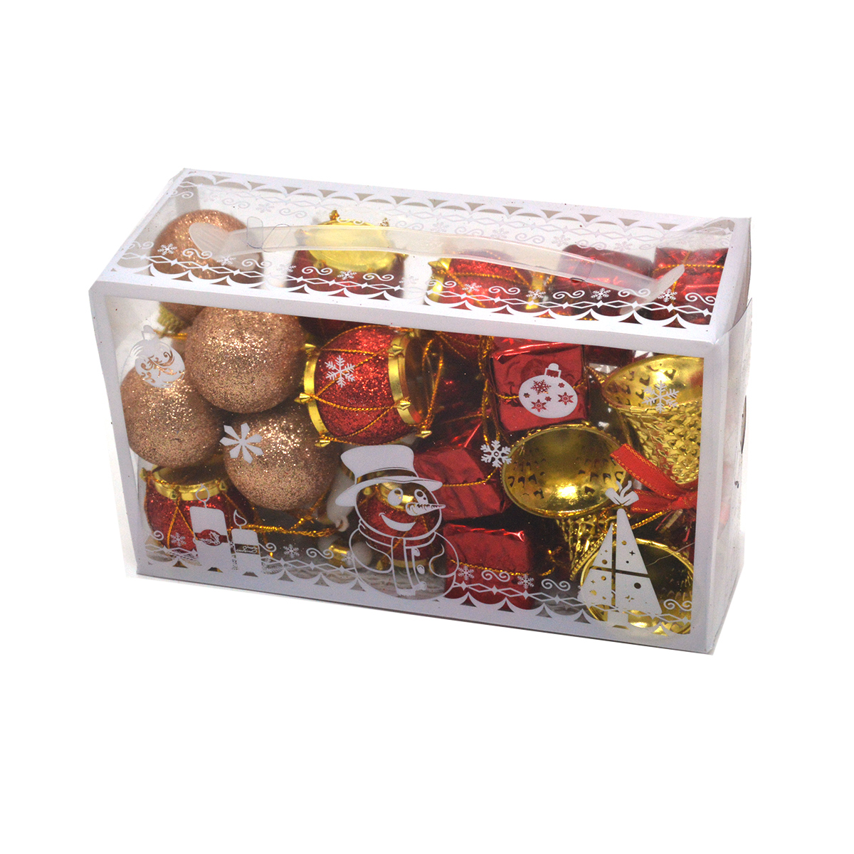 Set mini decoratiuni de craciun mixte rosu auriu 70-13
