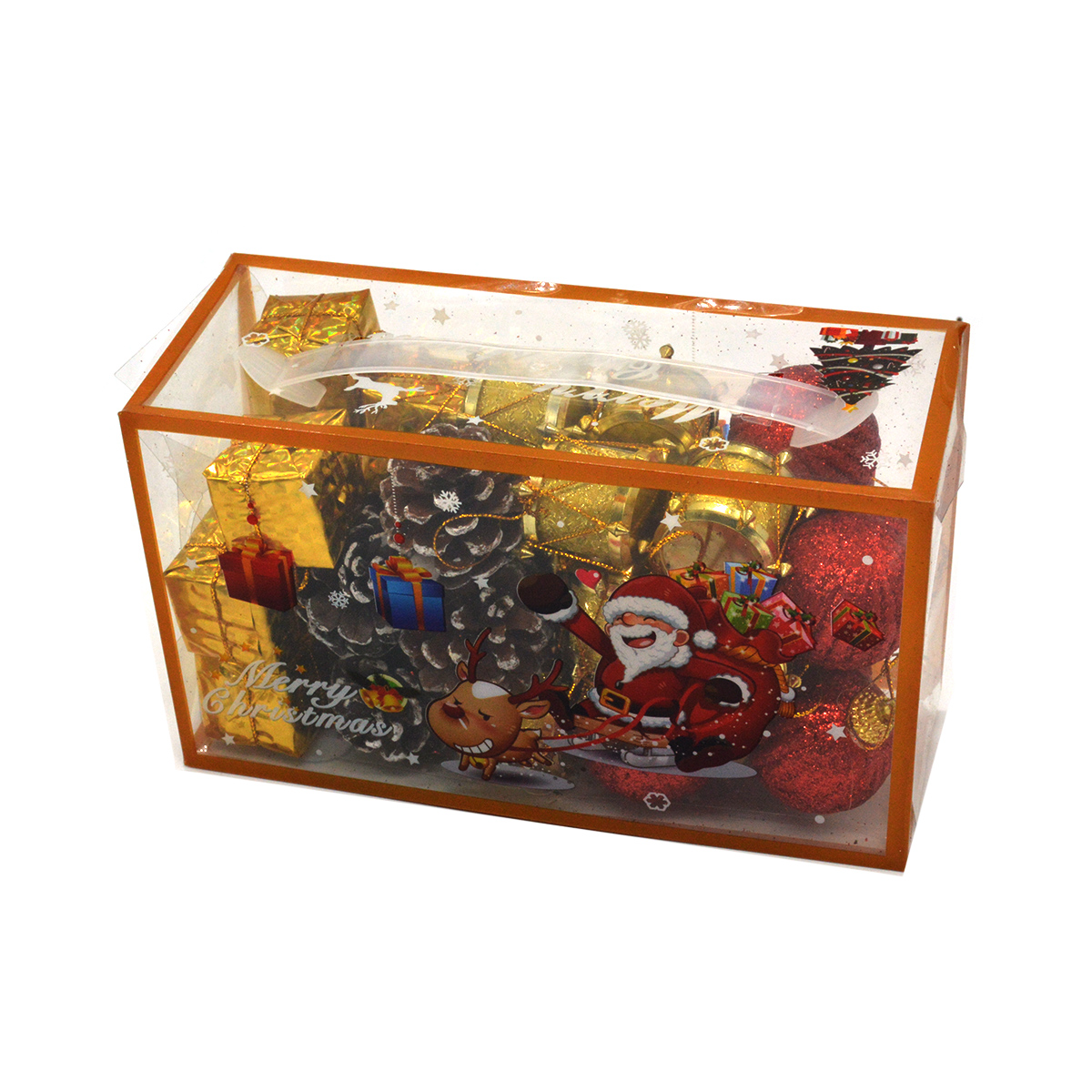 Set mini decoratiuni de craciun mixte rosu auriu si con 70-13