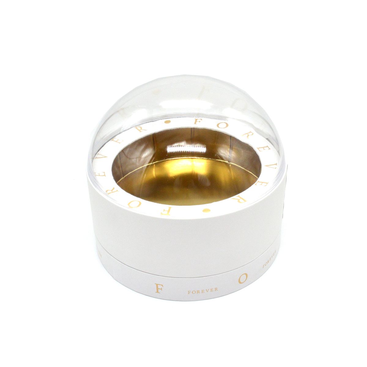 Cutie tip dome mare forever compartiment dublu si capac plastic transparent alb
