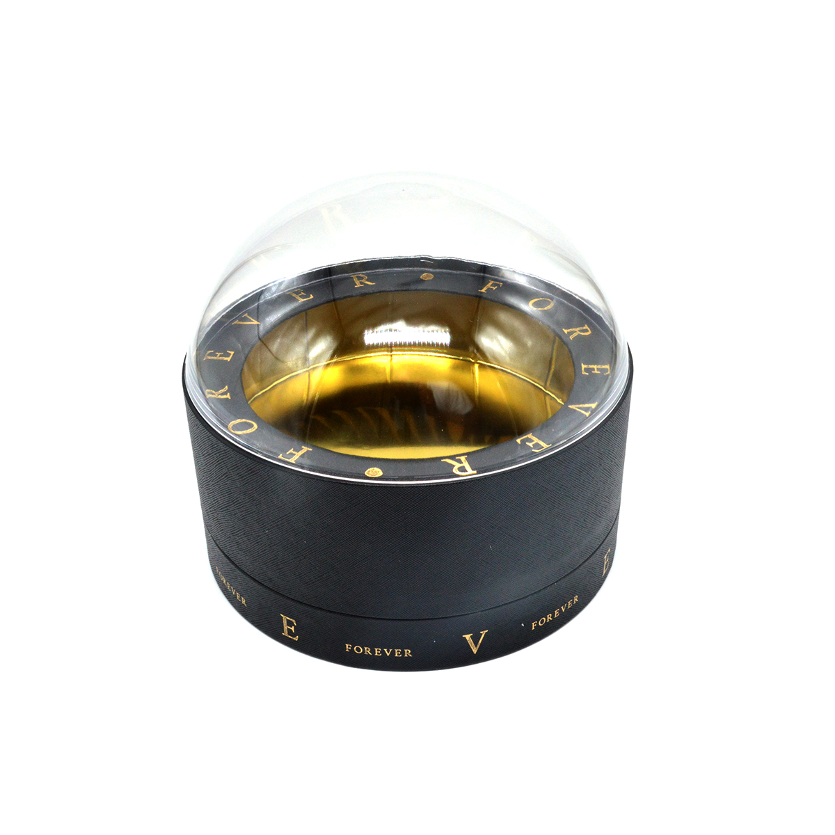 Cutie tip dome mare forever compartiment dublu si capac plastic transparent negru