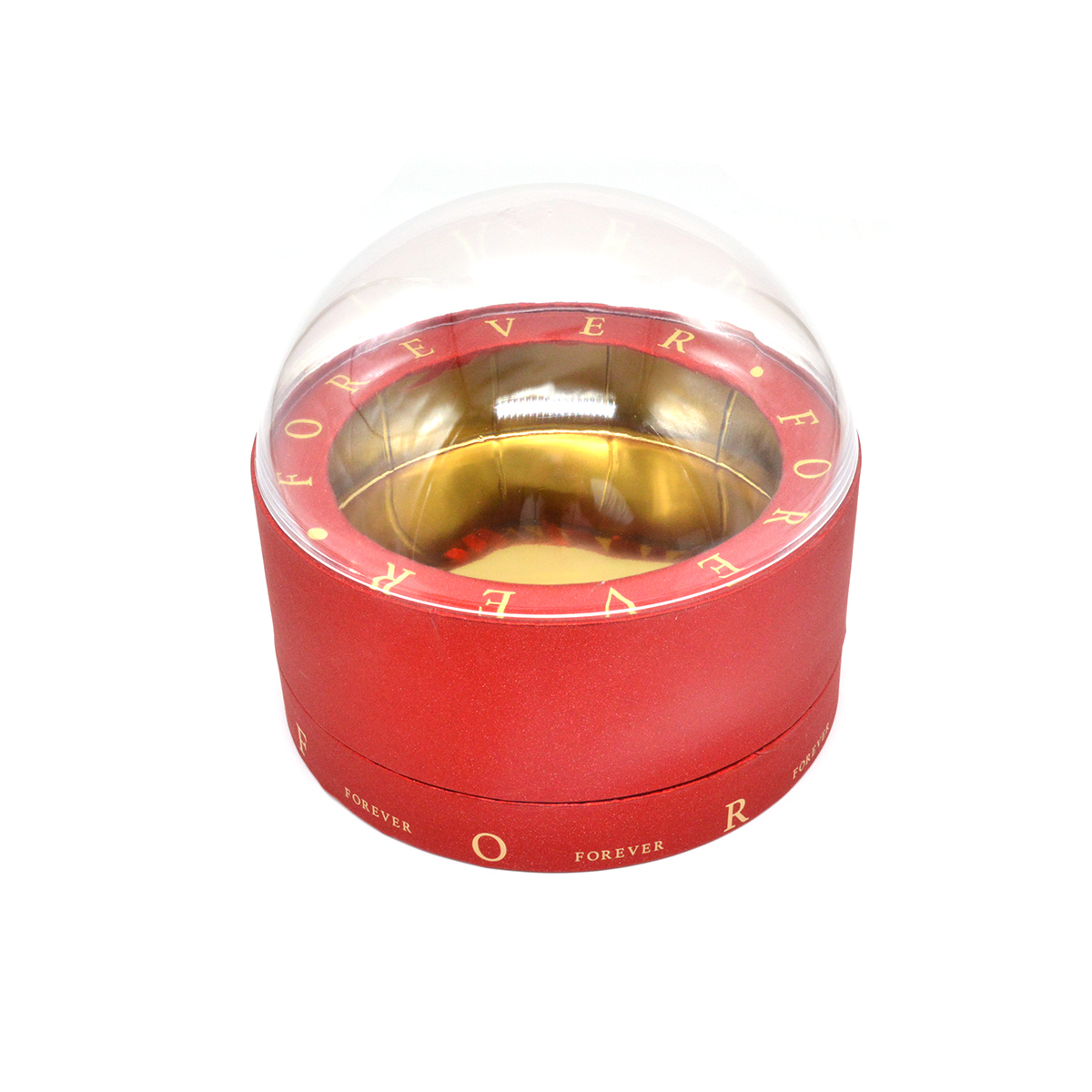 Cutie tip dome mare forever compartiment dublu si capac plastic transparent rosu