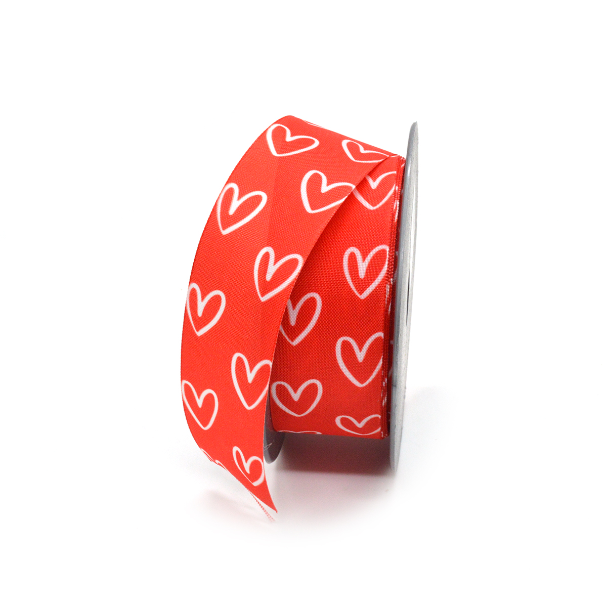 Rola textila 3.5cm rosu cu inimi handwrite 225532