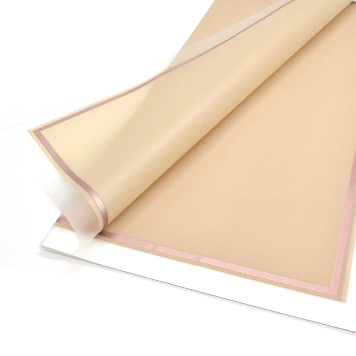 Celofan semitransparent bordura alb beige
