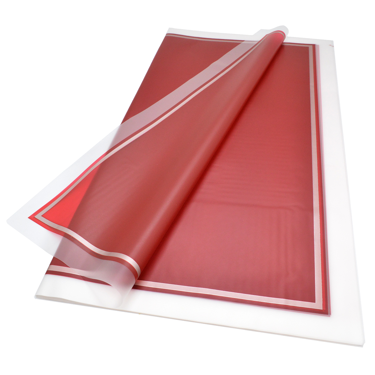 Celofan semitransparent bordura alb grena