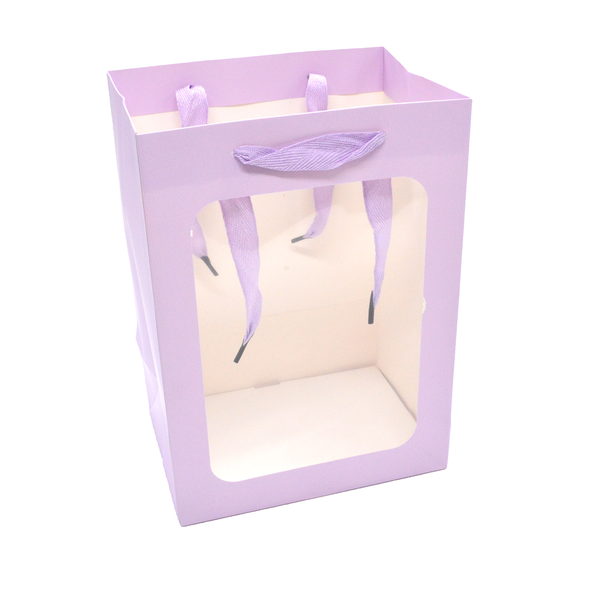Set 10 sacose pliabile carton fereastra transparenta 25x35x18cm liliac