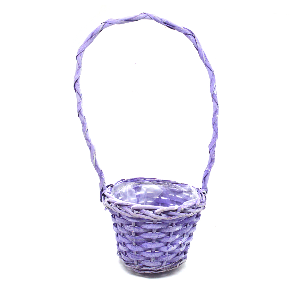 Cos impletit din bambus cu punga interior liliac