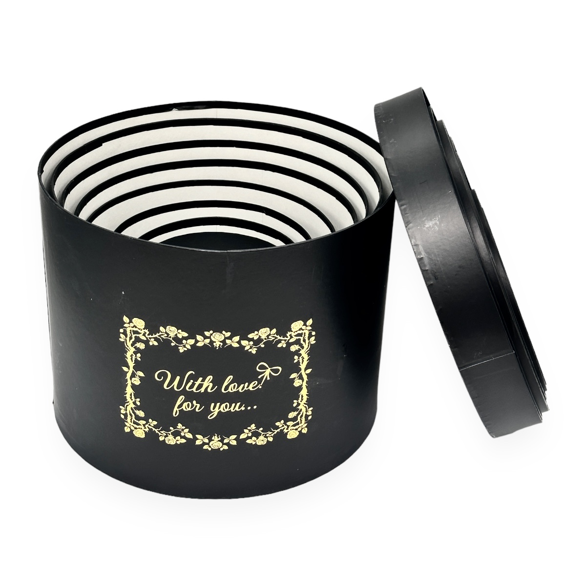 Set 8 Cutii Rotunde With Love Negru
