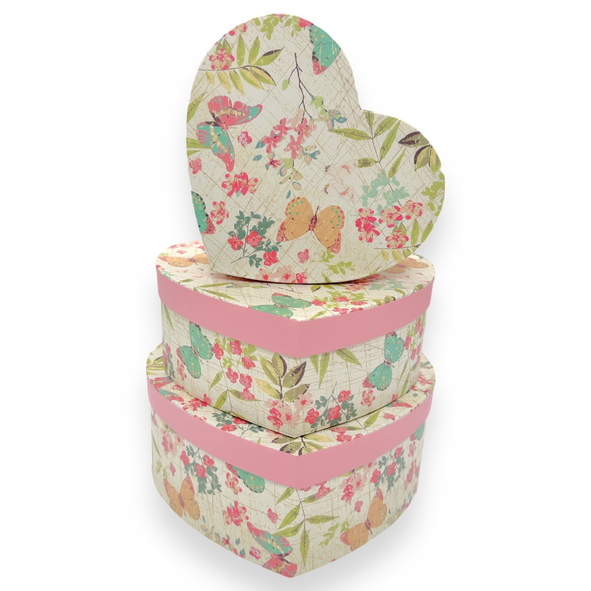 Cutii Set 3 Inima Model Fluturi Vintage