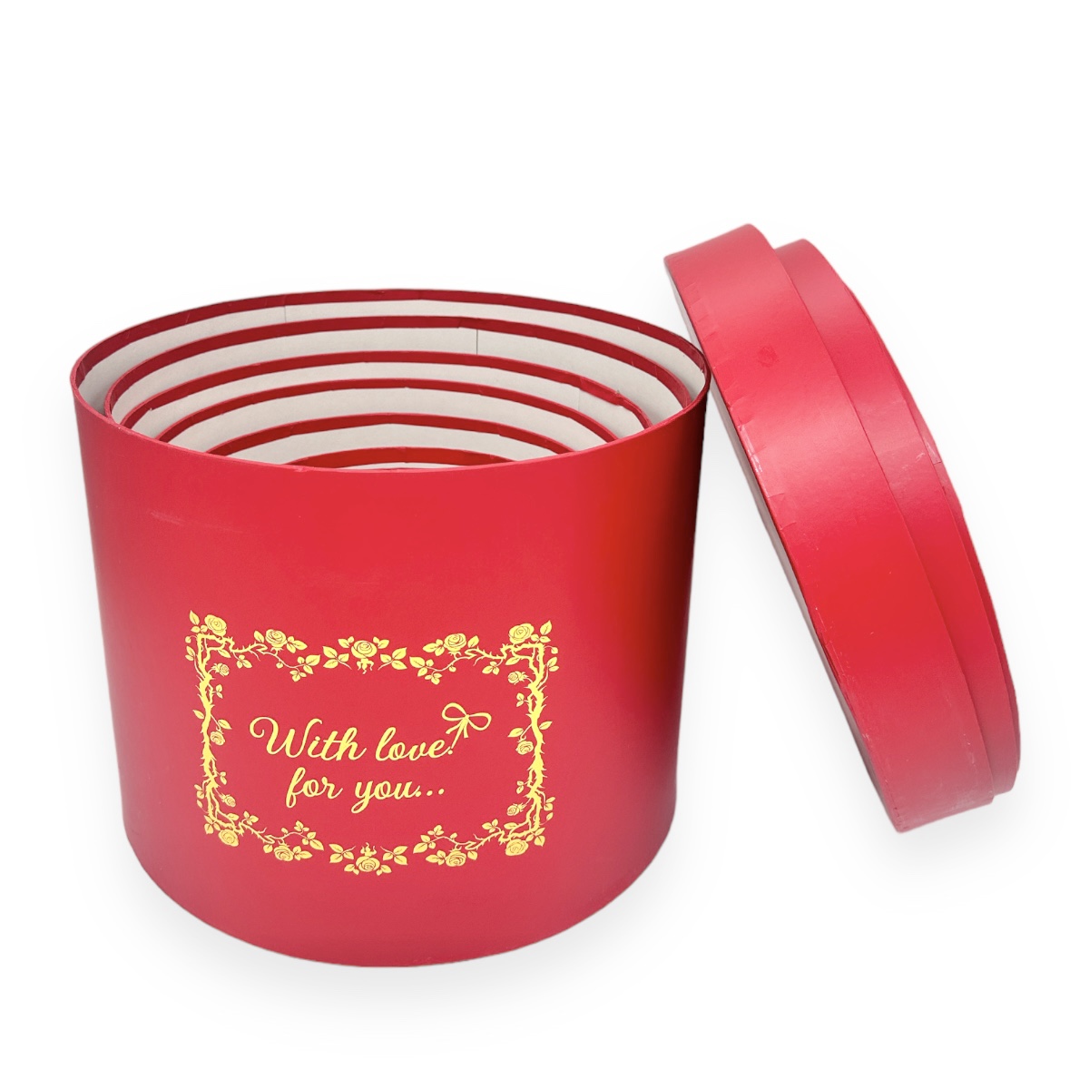 Set 8 Cutii Rotunde With Love Rosu