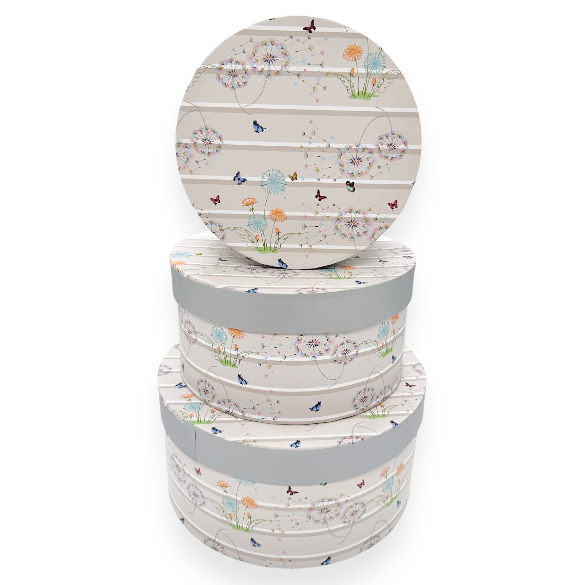 Cutii Set 3 Rotunde Model Papadie si Fluturi