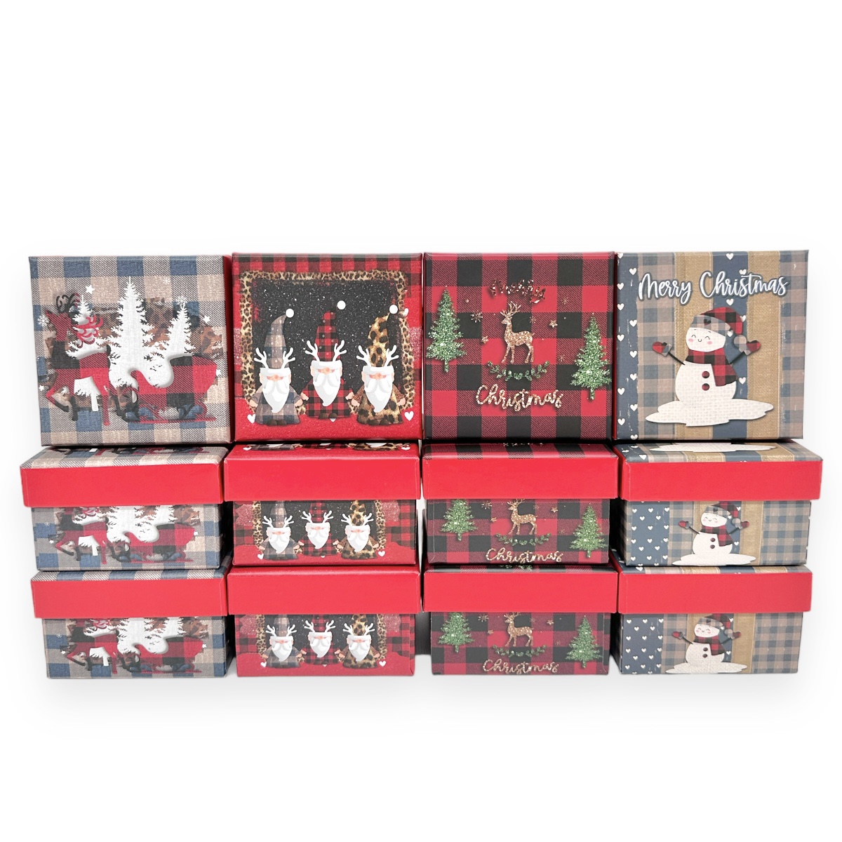 Set 12 Cutii Mici Patrate Modele Mixte Christmas