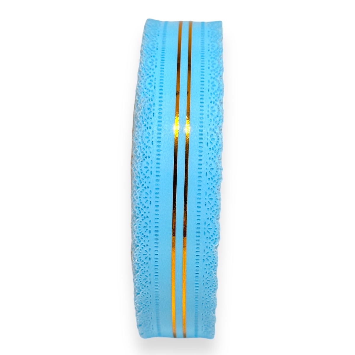 Rola plastic 3CM cu model dantela bleo  si fir auriu