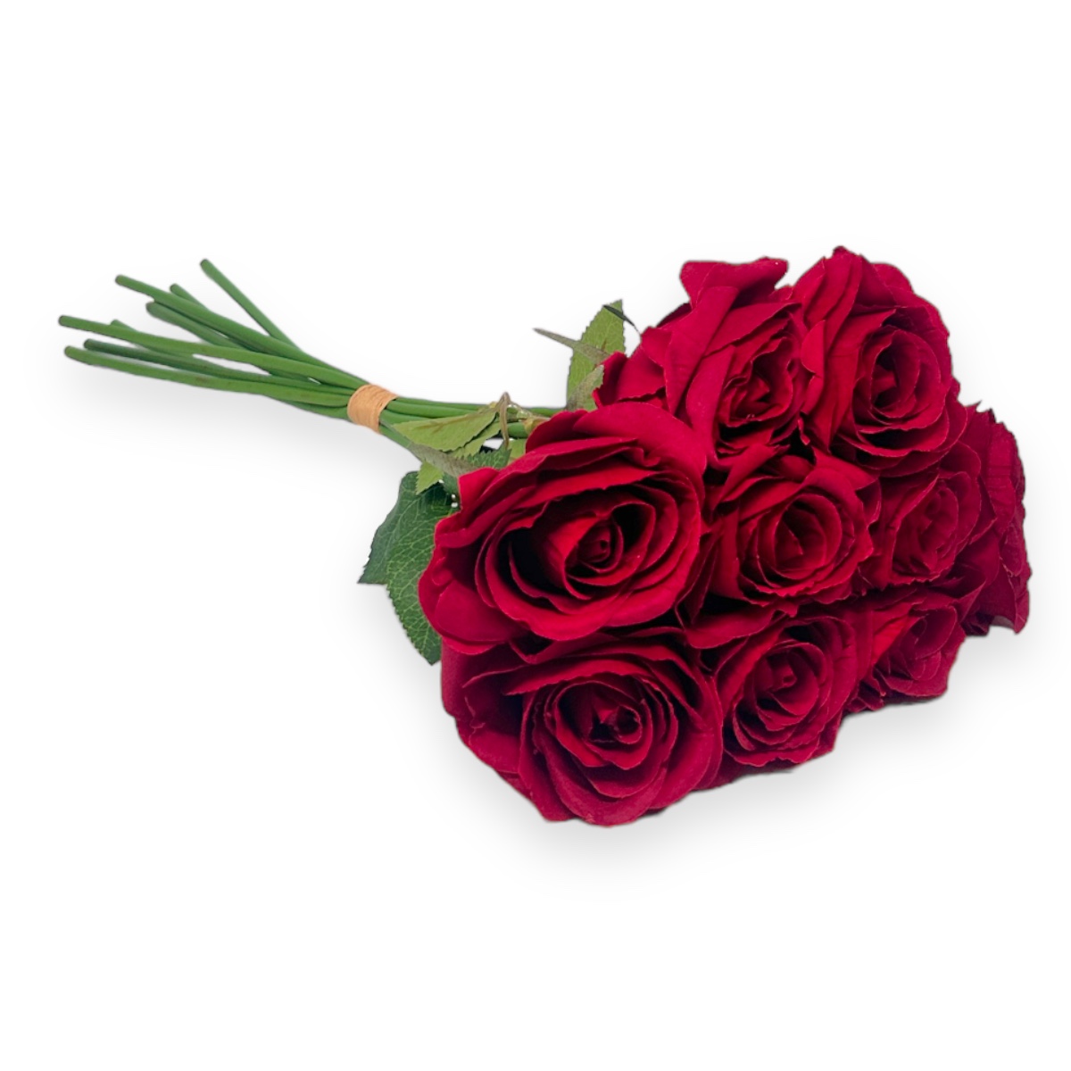 Buchet artificial 9 Fire Trandafir Premium Rosu
