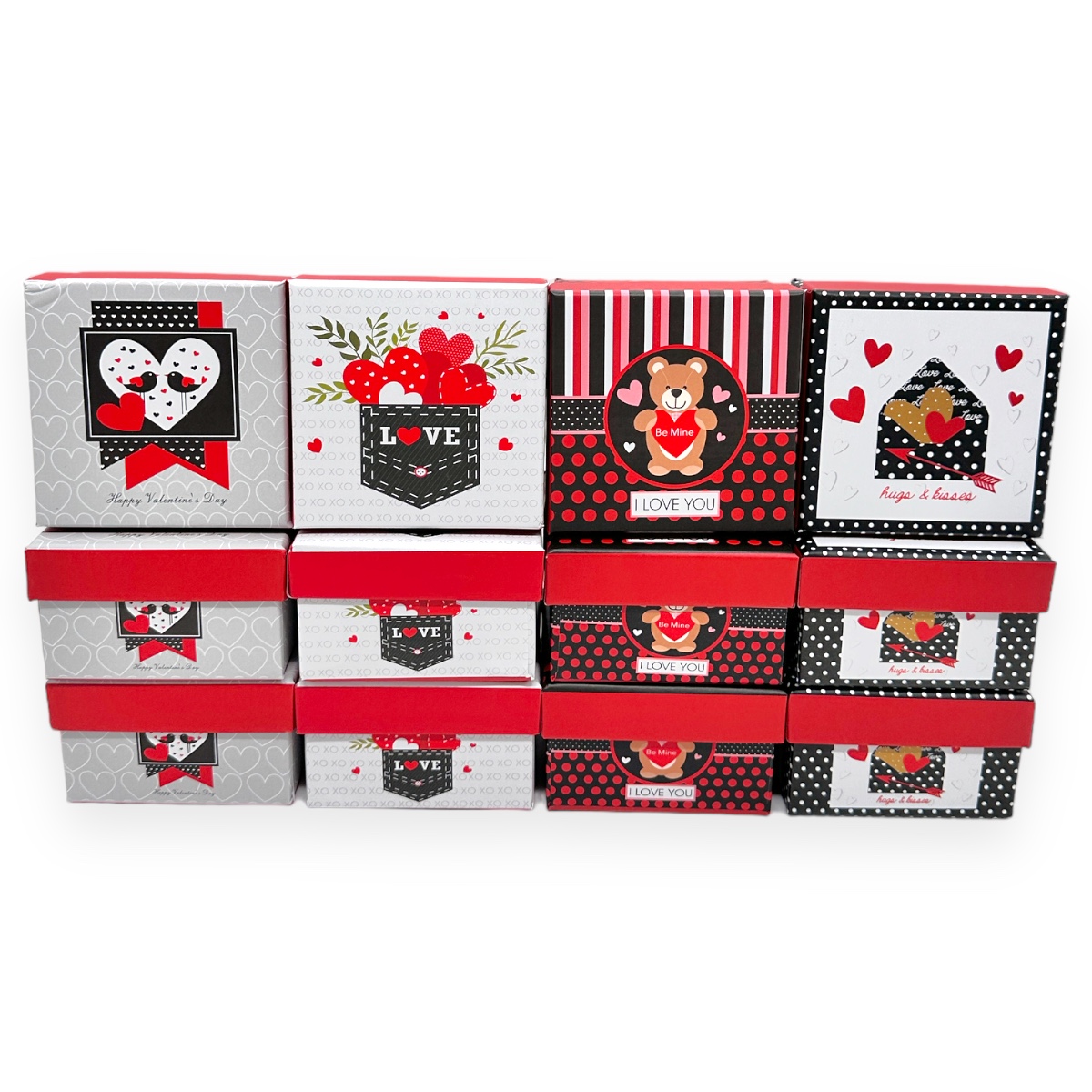 Set 12 cutii mici patrate modele mixte Love