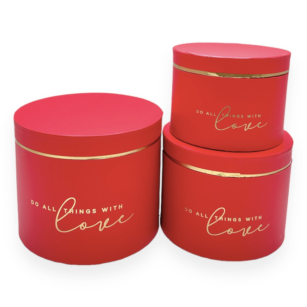 Set 3 Cutii Rotunde Do All Things With Love Rosu