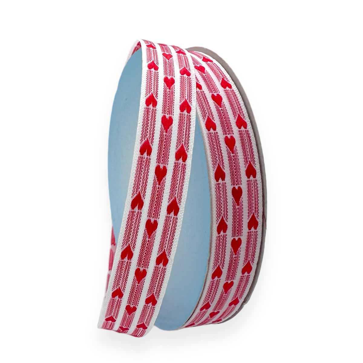Rola textila 2cm model lines hearts alb rosu