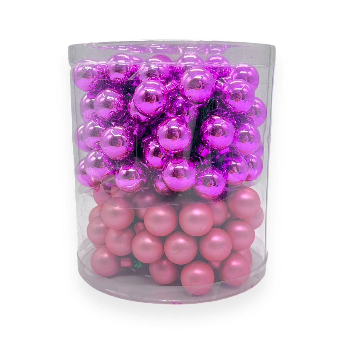 Set 144 globulete de sticla pe sarma in doua texturi roz intens