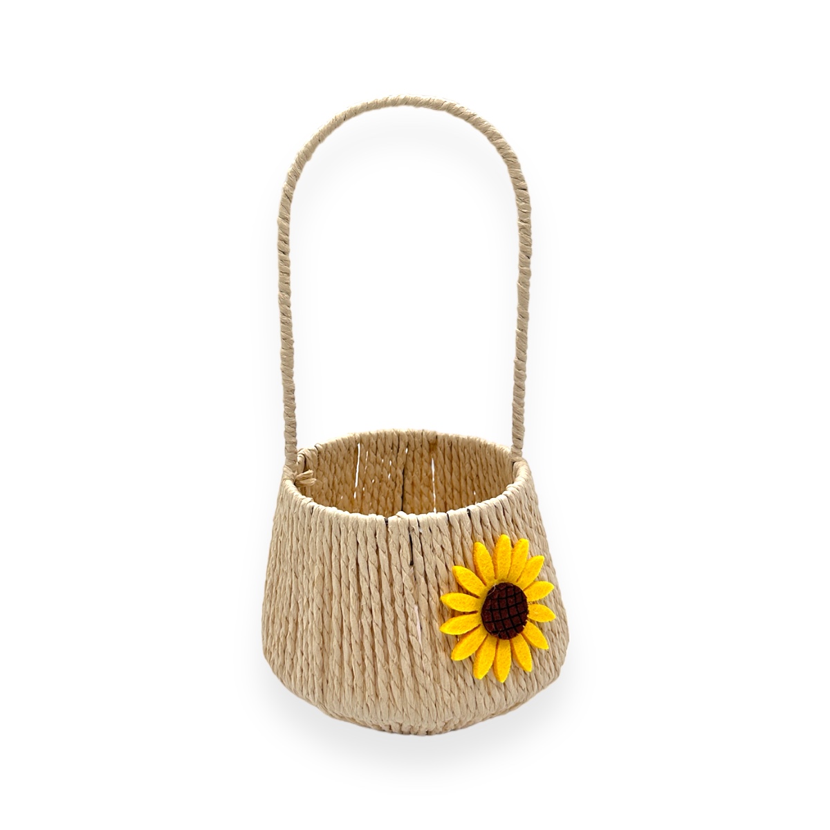 Cos Rotund Tip Bol din Funie cu Margareta - Beige