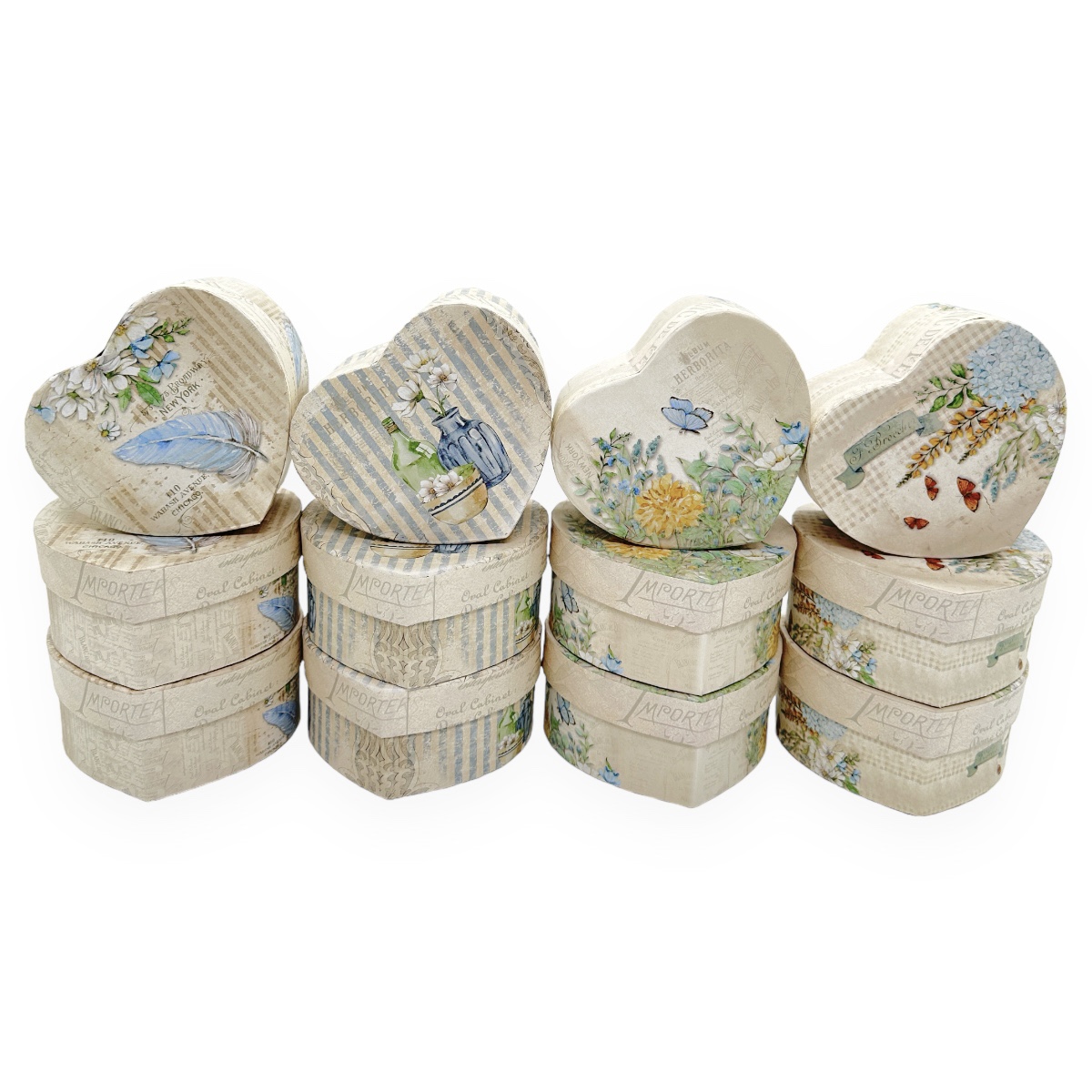 Set 12 cutii inima mici modele mixte Pana