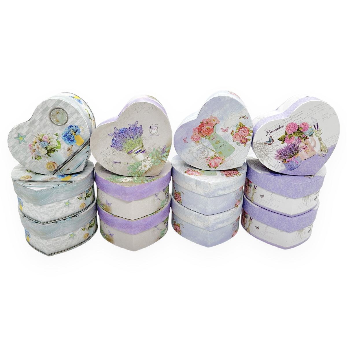 Set 12 cutii inima mici modele mixte Flori