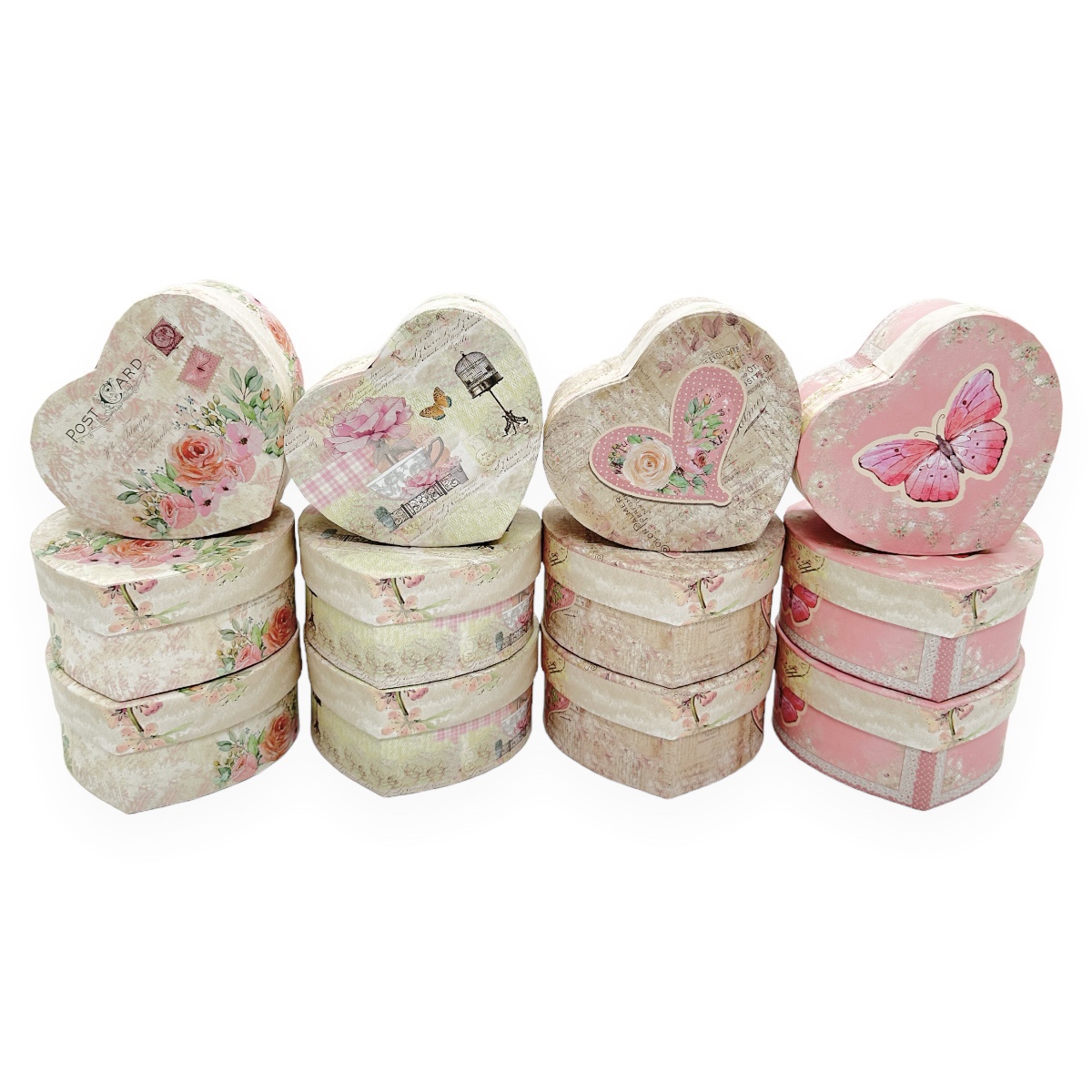 Set 12 cutii inima mici modele mixte Fluture