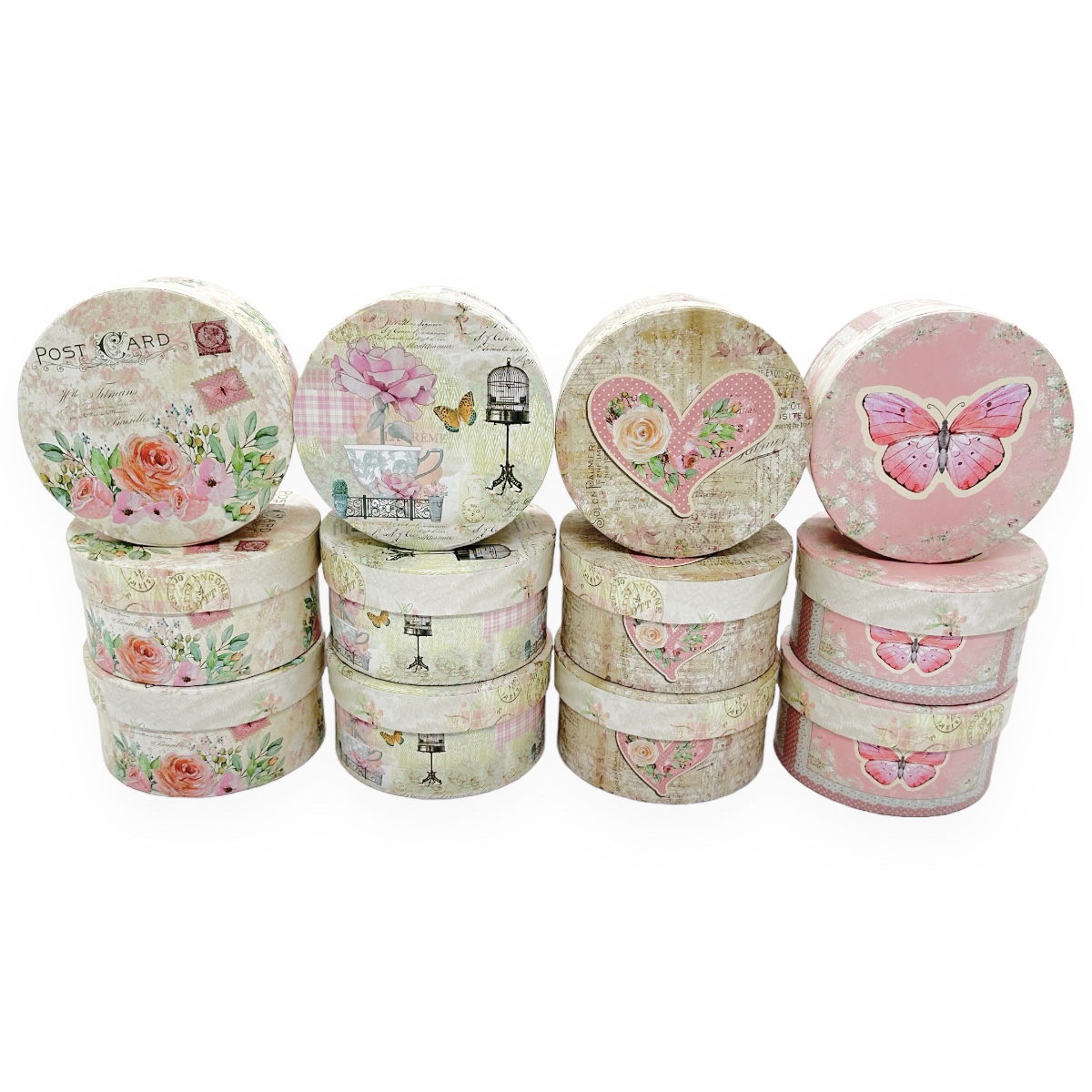 Set 12 cutii rotunde mici modele mixte Fluture